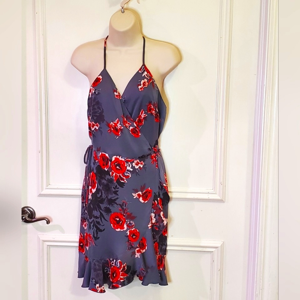 Lovers + Friends Red Ruffled Wrap Mini Dress